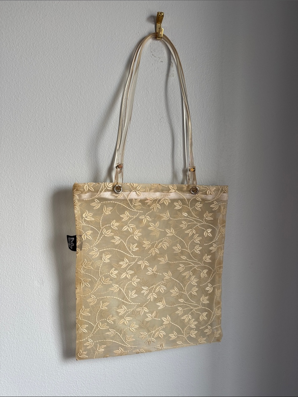 Vintage Elegant Beige Floral Tote Bag